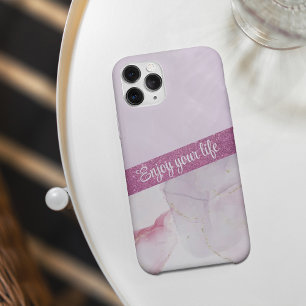 ピンクエレガントグリッター大理石iPhoneケース iPhone 11 ケース