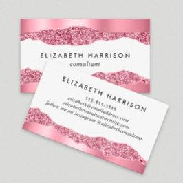 ピンクエレガントグリッター箔 名刺