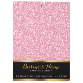 ピンクエレガントグリッター金ゴールドと黒アクセント クリップボード (裏面)