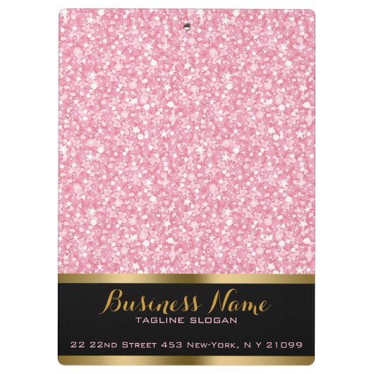 ピンクエレガントグリッター金ゴールドと黒アクセント クリップボード (裏面)