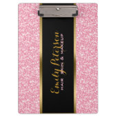 ピンクエレガントグリッター金ゴールドと黒アクセント クリップボード (正面)