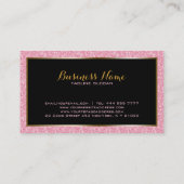 ピンクエレガントグリッター金ゴールドと黒アクセント 名刺 (裏面)