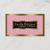 ピンクエレガントグリッター金ゴールドと黒アクセント 名刺 (正面)