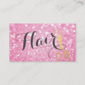 ピンクエレガントグリッター金ゴールドはさみ美容師 予約カード (正面)