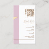 ピンクエレガントグリッター金ゴールドクイル公証人QR 名刺 (裏面)