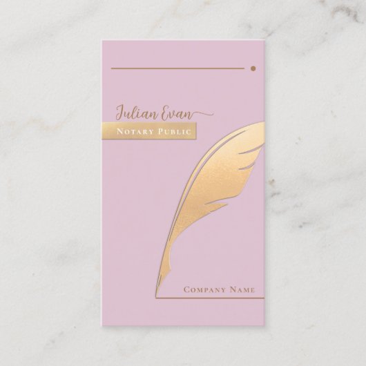 ピンクエレガントグリッター金ゴールドクイル公証人QR 名刺 (正面)