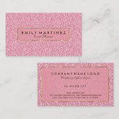 ピンクエレガントグリッター&スパークル金ゴールドアクセント 名刺 (正面/裏面)