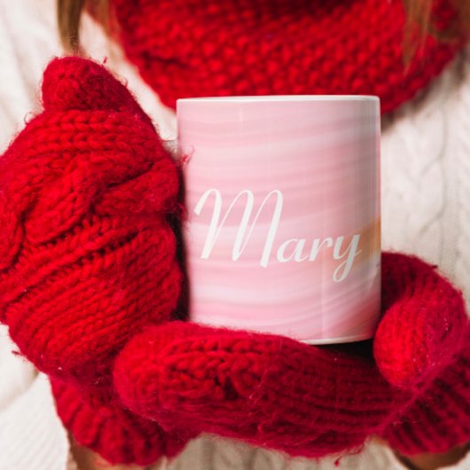 ピンクエレガントグリーンアクリル大理石カスタムスクリプト コーヒーマグカップ