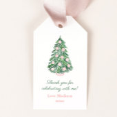 ピンクエレガントグリーンクリスマスブライダルシャワーのお願い ギフトタグ