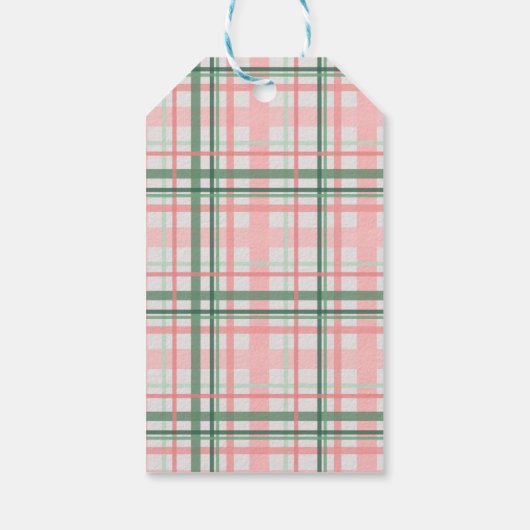 ピンクエレガントグリーンクリスマスブライダルシャワーのお願い ギフトタグ (裏面)