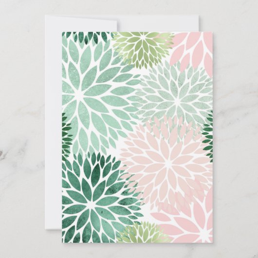 ピンクエレガントグリーンダリアフローラ誕生日パーティー 招待状 (裏面)