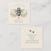 ピンクエレガントグリーンフローラビーフローリスト スクエア名刺 (正面/裏面)