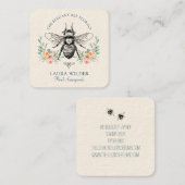 ピンクエレガントグリーンフローラビーフローリスト スクエア名刺 (正面/裏面)