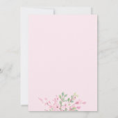 ピンクエレガントグリーンフローラ水色ベビーシャワー 招待状 (裏面)