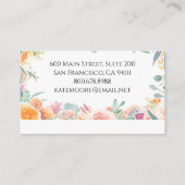 ピンクエレガントグリーンフローラ縁どイベントプランナー 名刺 (裏面)