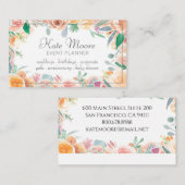 ピンクエレガントグリーンフローラ縁どイベントプランナー 名刺 (正面/裏面)