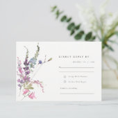 ピンクエレガントグリーンボタニカルフローラバンチ結婚ーズ 出欠カード (スタンド正面)