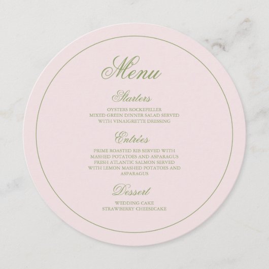 ピンクエレガントグリーン水玉模様結婚ズ メニュー (正面)