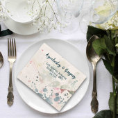 ピンクエレガントグリーン水色フローラQRコード写真 オールインワン招待状