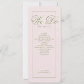 ピンクエレガントグリーン点々のある結婚式 プログラム (正面)