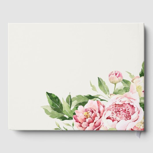 ピンクエレガントグリーン牡丹フローラ感謝してい結婚ズ ゲストブック (裏面)