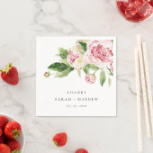 ピンクエレガントグリーン牡丹フローラ感謝してい結婚ズ スタンダードカクテルナプキン (インサイチュ)