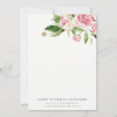 ピンクエレガントグリーン牡丹フローラ水色 ノートカード (正面)