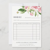 ピンクエレガントグリーン牡丹フローラ請求書受入 ノートカード (正面)