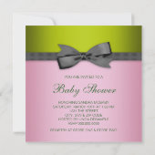 ピンクエレガントグリーン赤ちゃんガールシャワー 招待状 (裏面)