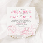 ピンクエレガントグレイフローラ牡丹結婚ズ<br><div class="desc">ピンクエレガントとピューター灰色の配色のロマンチックな牡丹結婚式招待状デザイン。四角カード形式。</div>