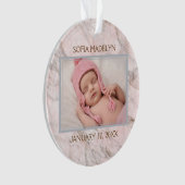 ピンクエレガントグレイ大理石パタカスタムーン写真 オーナメント (正面)