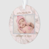 ピンクエレガントグレイ大理石パタカスタムーン写真 オーナメント (正面)