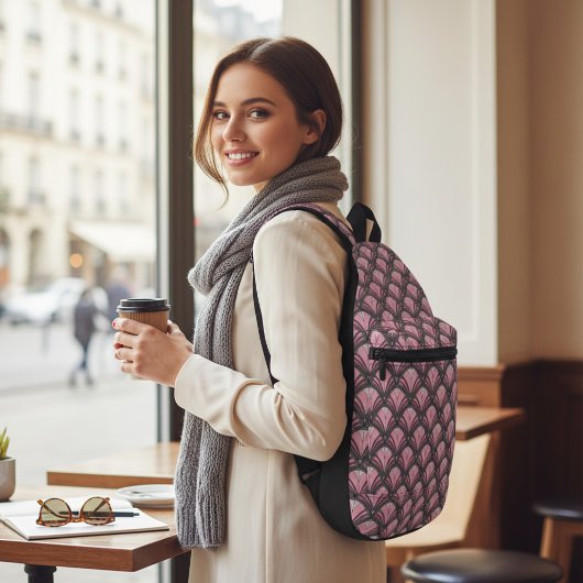 ピンクエレガントグレーアールデコヴィンテージパターン スリングバッグ