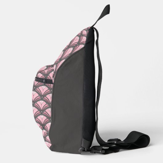 ピンクエレガントグレーアールデコヴィンテージパターン スリングバッグ (右)