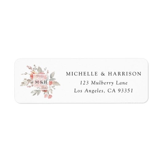 ピンクエレガントグレーフローラウォーター結婚カラー ラベル (正面)