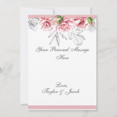 ピンクエレガントグレーフローラス結婚クリプト サンキューカード (裏面)