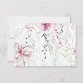 ピンクエレガントグレーフローラ水結婚色 出欠カード (裏面)