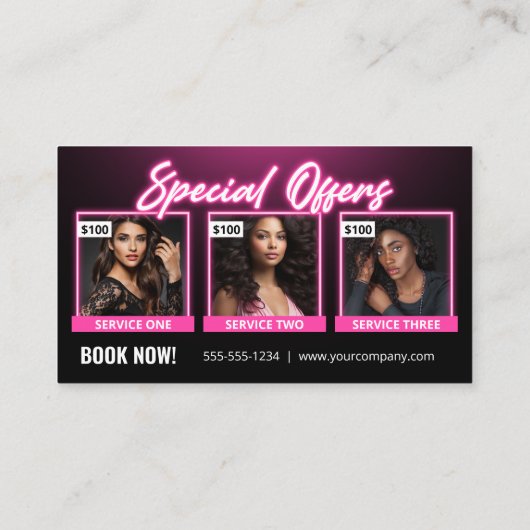 ピンクエレガントグロー美容師写真 名刺 (裏面)