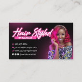 ピンクエレガントグロー美容師写真 名刺 (正面)