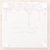 ピンクエレガントグームグリッタードリップブライダルシャワー ガラスコースター (裏面)