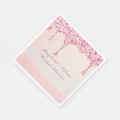ピンクエレガントグームグリッタードリップレースブライダルシャワー スタンダードランチョンナプキン (角)