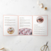 ピンクエレガントケーキと花模様ベーカリーパンフレット 三つ折りカード (内部)