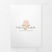 ピンクエレガントケーキと花模様ベーカリーパンフレット 三つ折りカード (カバー)