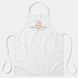 ピンクエレガントケーキと花模様 エプロン