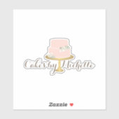 ピンクエレガントケーキと花模様 シール (シート)