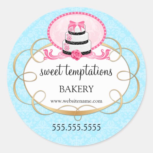 ピンクエレガントケーキベーカリー包装 ラウンドシール (正面)