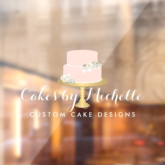 ピンクエレガントケーキベーカリー透明 ウィンドウサイン (シート2)