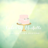 ピンクエレガントケーキベーカリー透明 ウィンドウサイン (シート3)