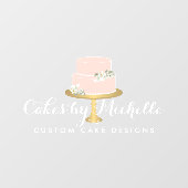 ピンクエレガントケーキベーカリー透明 ウィンドウサイン (シート)