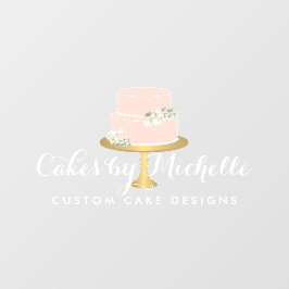 ピンクエレガントケーキベーカリー透明 ウィンドウサイン